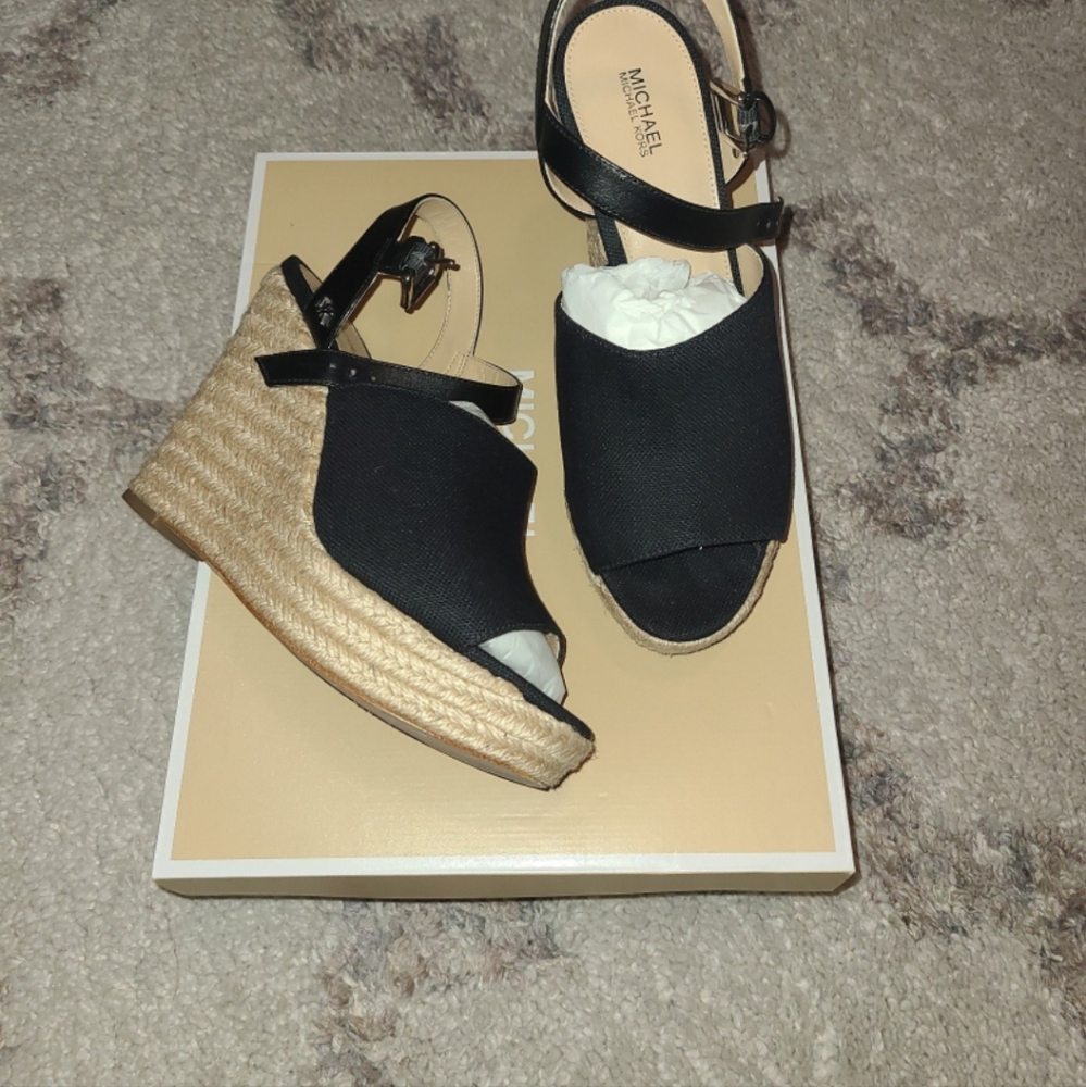 Michael Kors Black Wedge Sandals